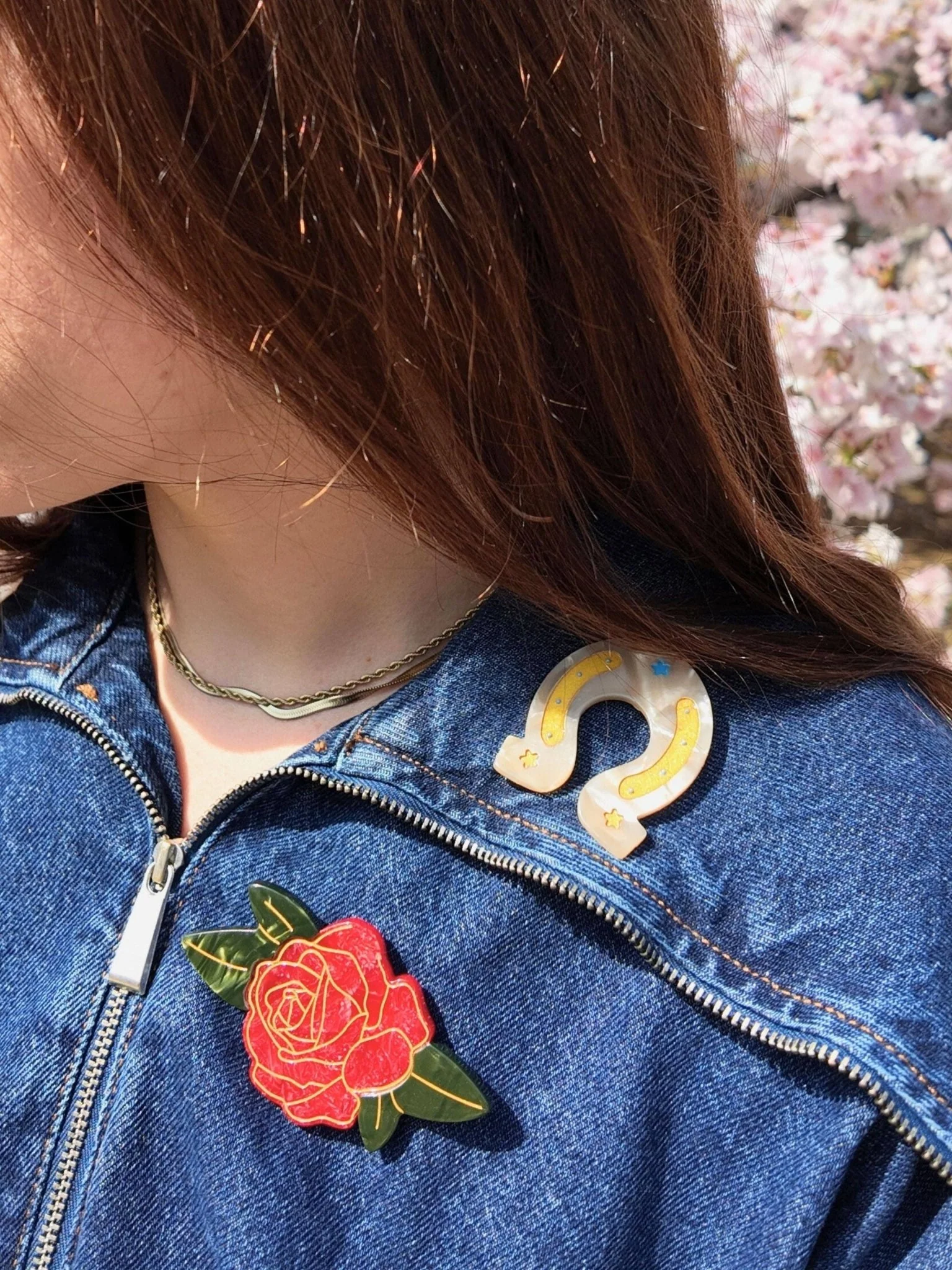 Hand-painted Rose Brooch - Image 2