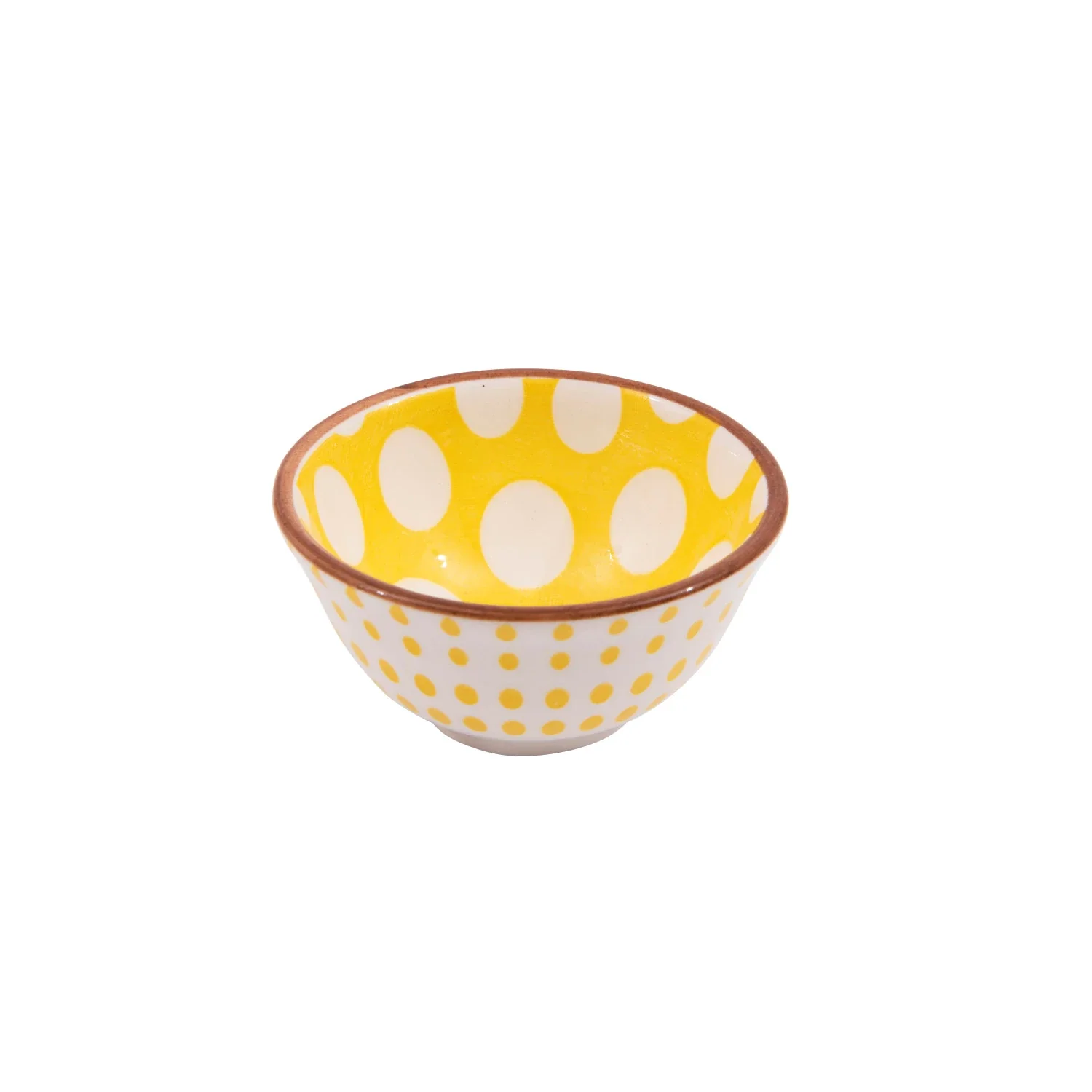 Hand-Stamped Stoneware Pinch Pot / Yellow/Brown