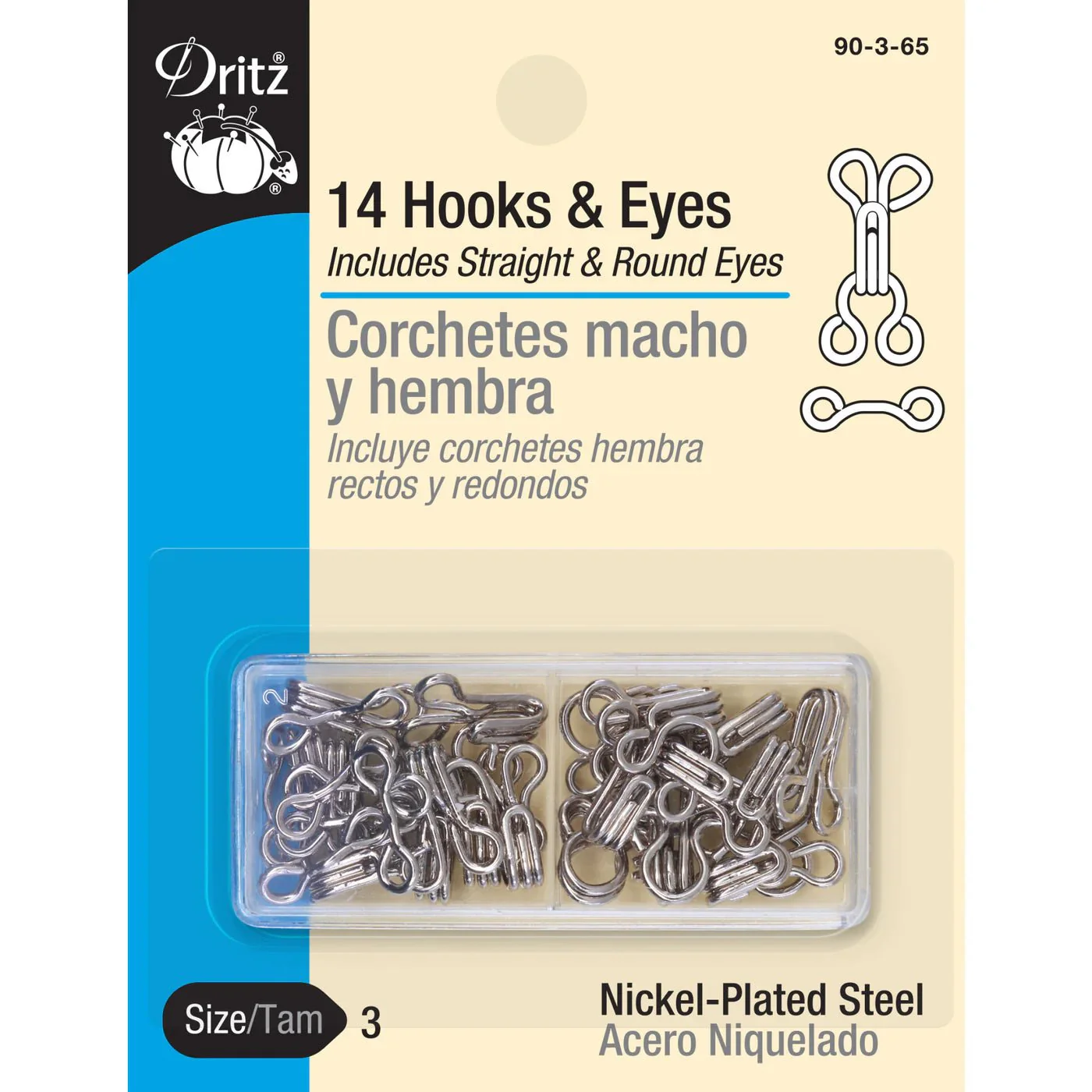 Hooks & Eyes / Nickel-Plated Steel / Size 3