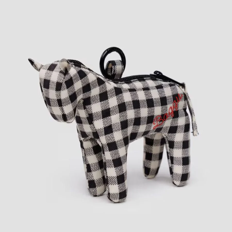 Horse Charm / Black & White Gingham