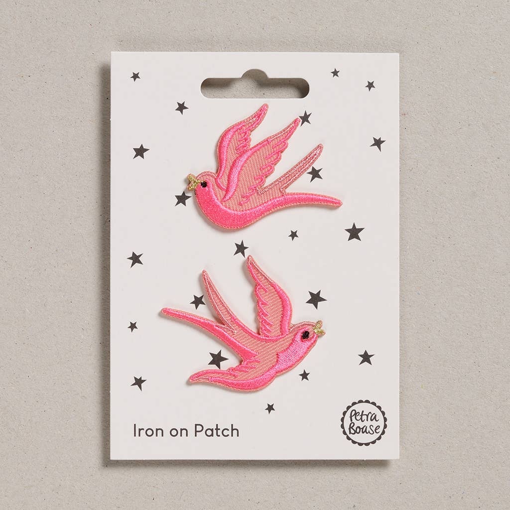 Iron on Pink Swallows Patches
