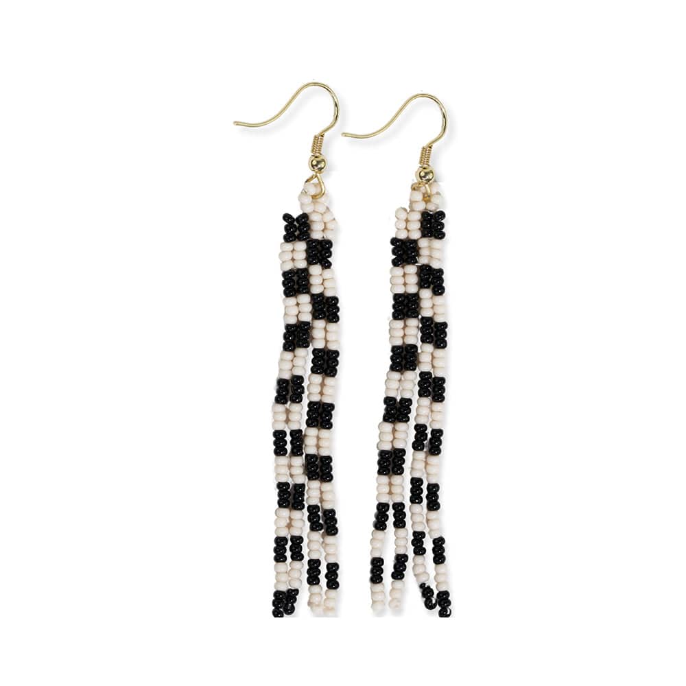 June Checks & Stripes Earrings / Black/White