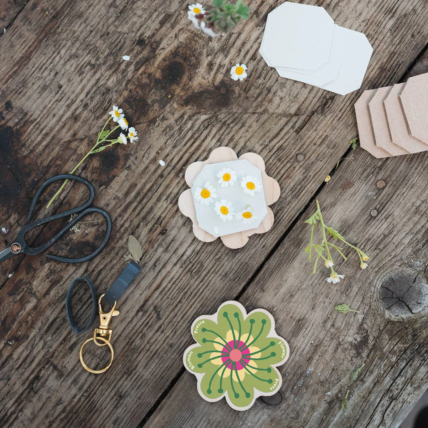 Keyring Flower Press - Greens & Yellows - Image 3