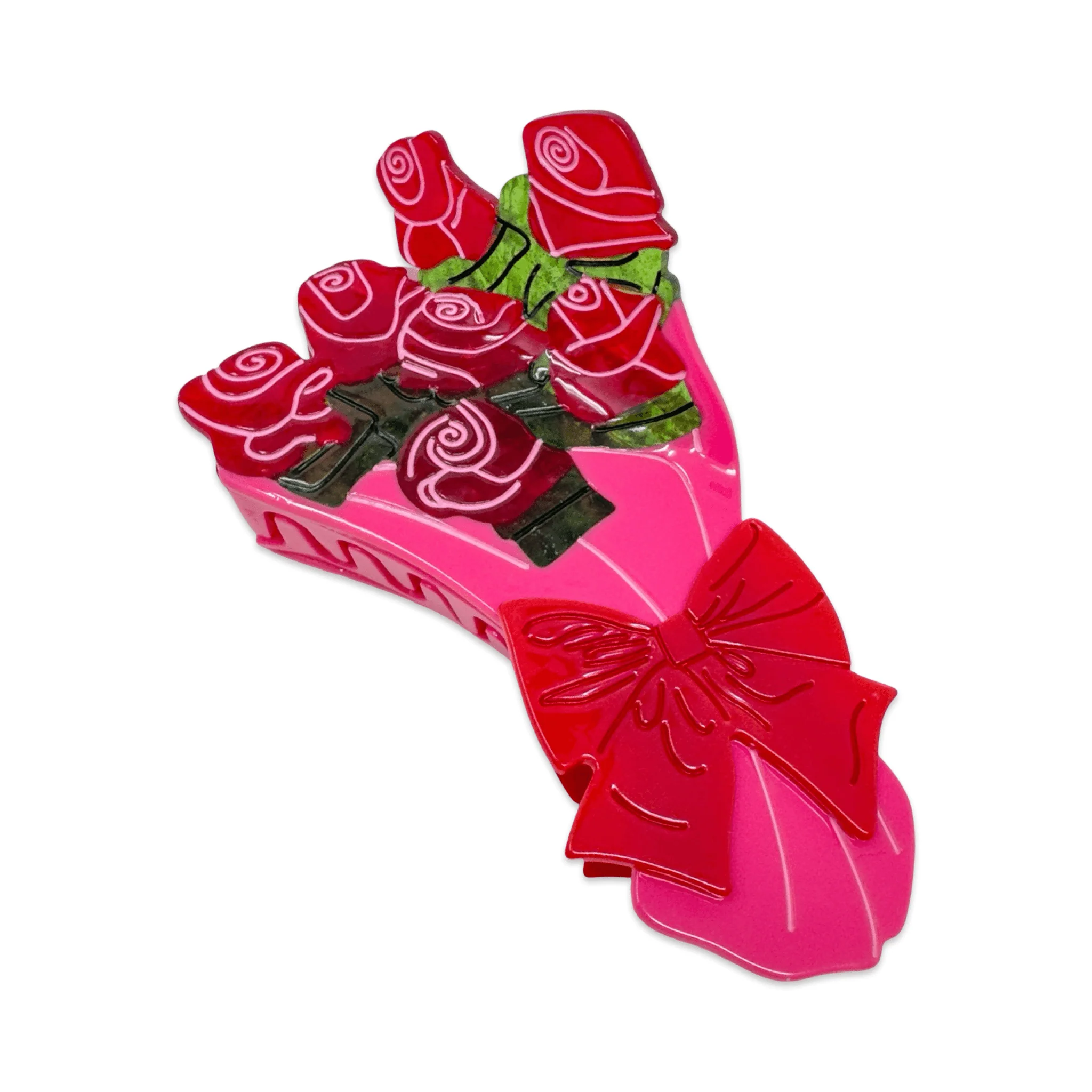 Large Gummy Rose Bouquet Hair Claw Clip - Image 2