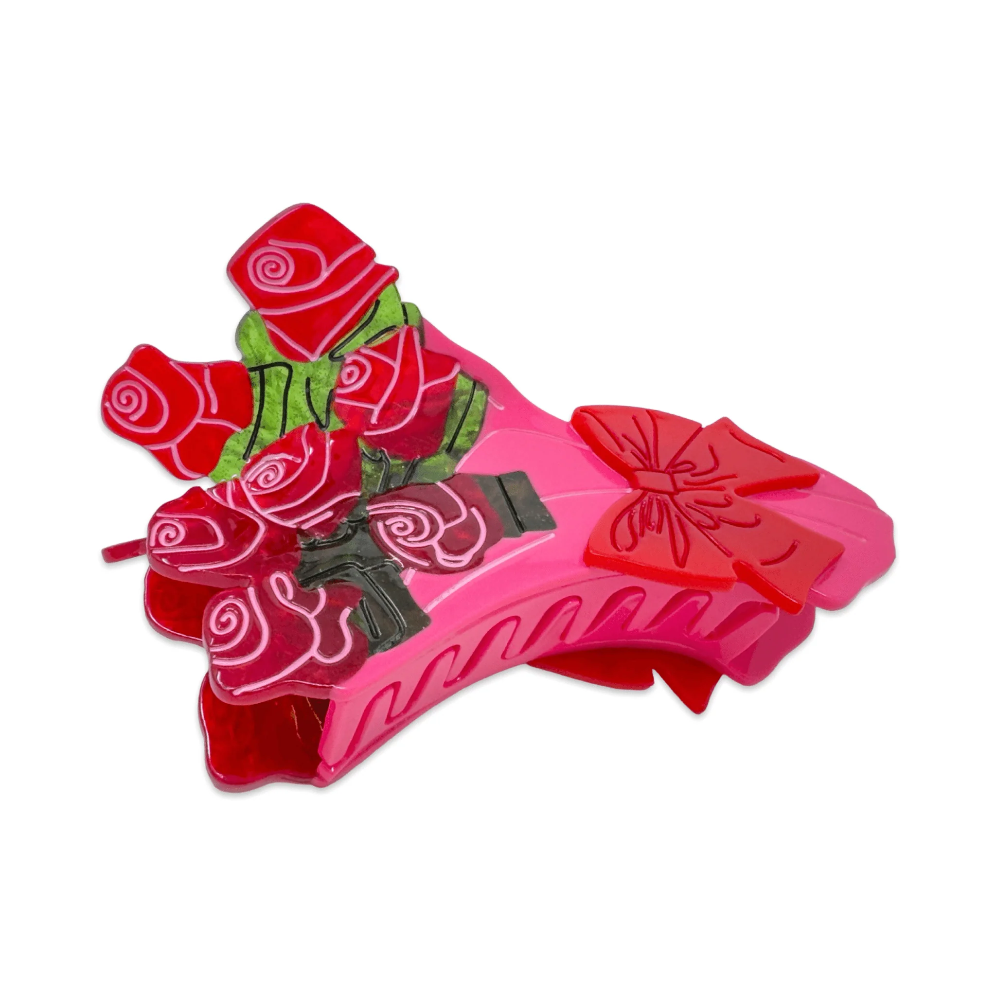Large Gummy Rose Bouquet Hair Claw Clip - Image 4