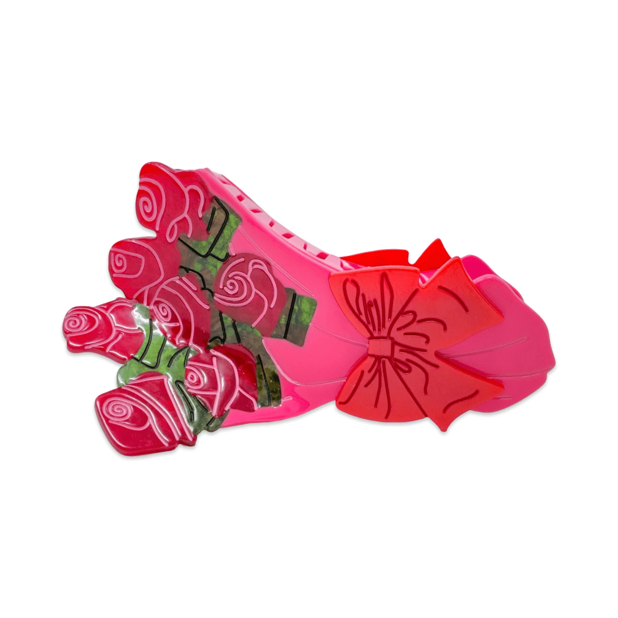 Large Gummy Rose Bouquet Hair Claw Clip - Image 5