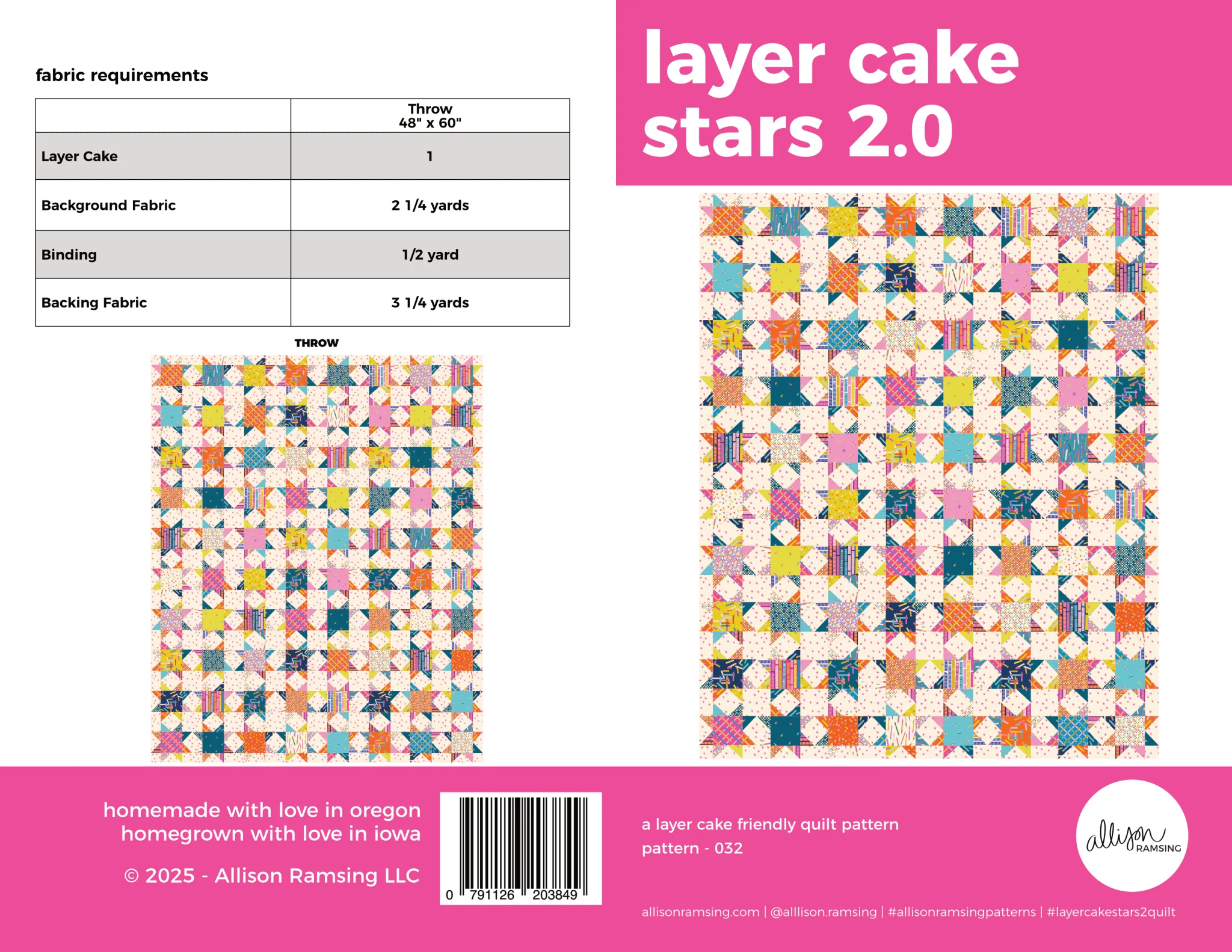 Layer Cake Stars 2.0 / Printed Quilt Pattern - Image 3