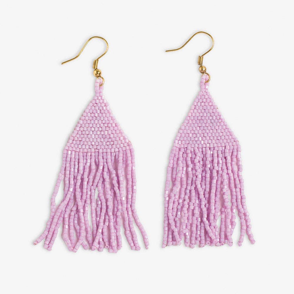 Lexie Solid Beaded Fringe Earrings / Light Lavender