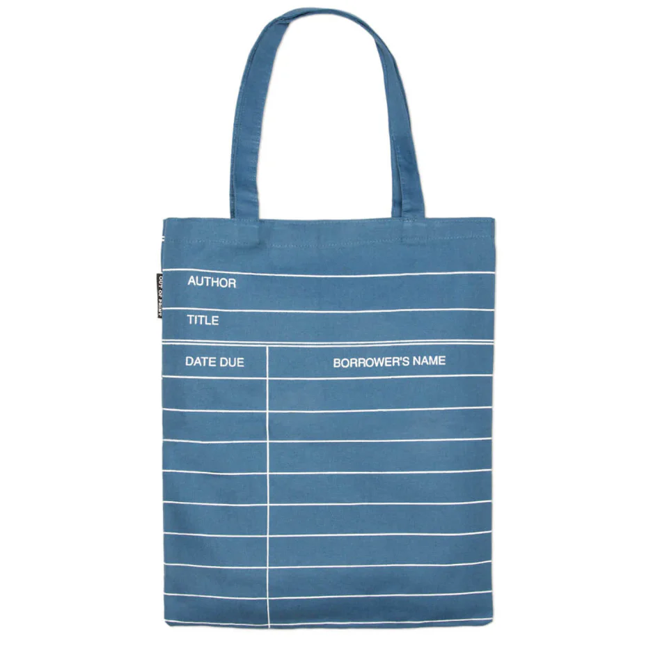 Library Card Tote Bag - Blue