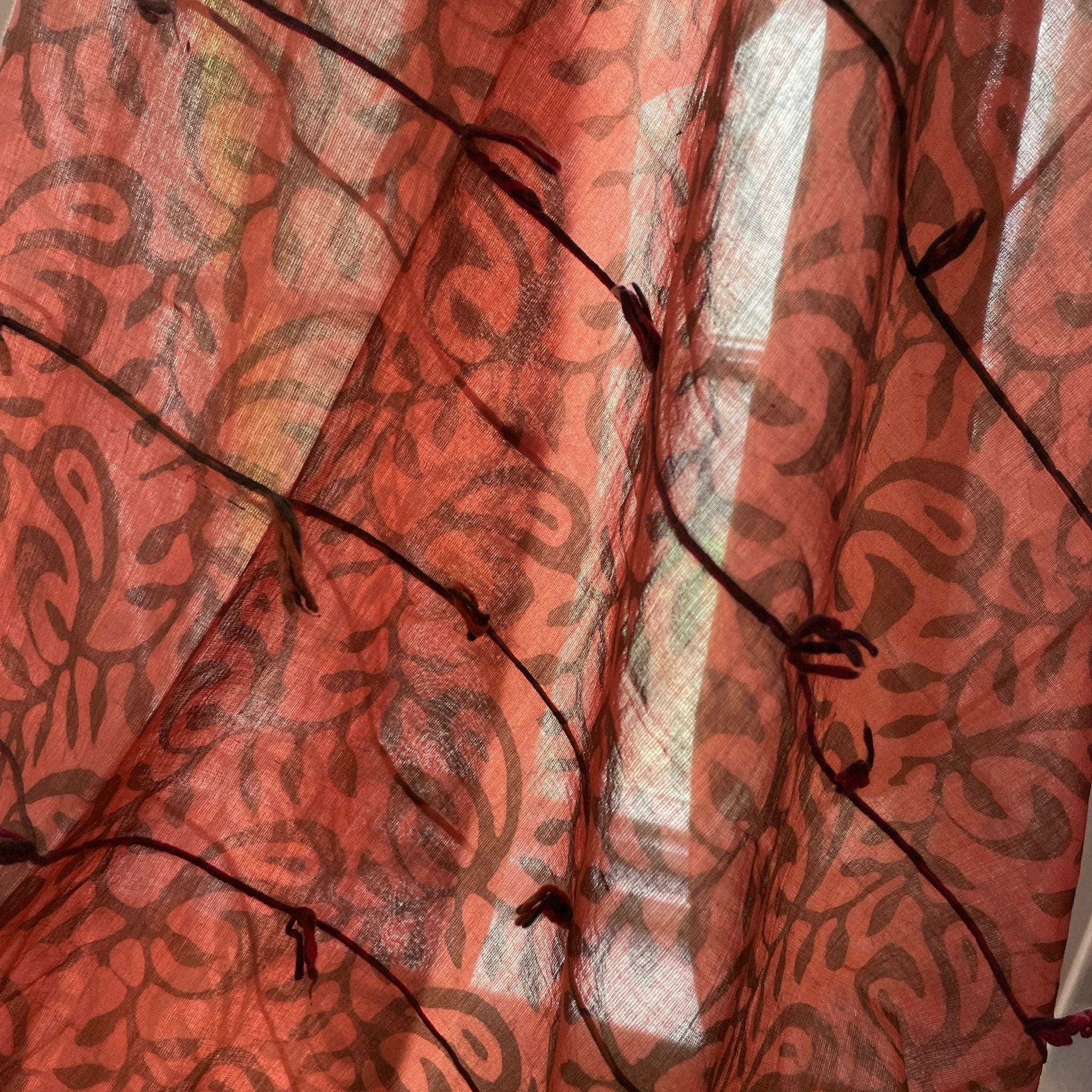 Lightweight Block Print With Knotted Yarn / Spice - Image 2