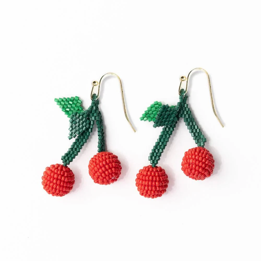 Lottie Cluster Dangle Earrings / Cherry