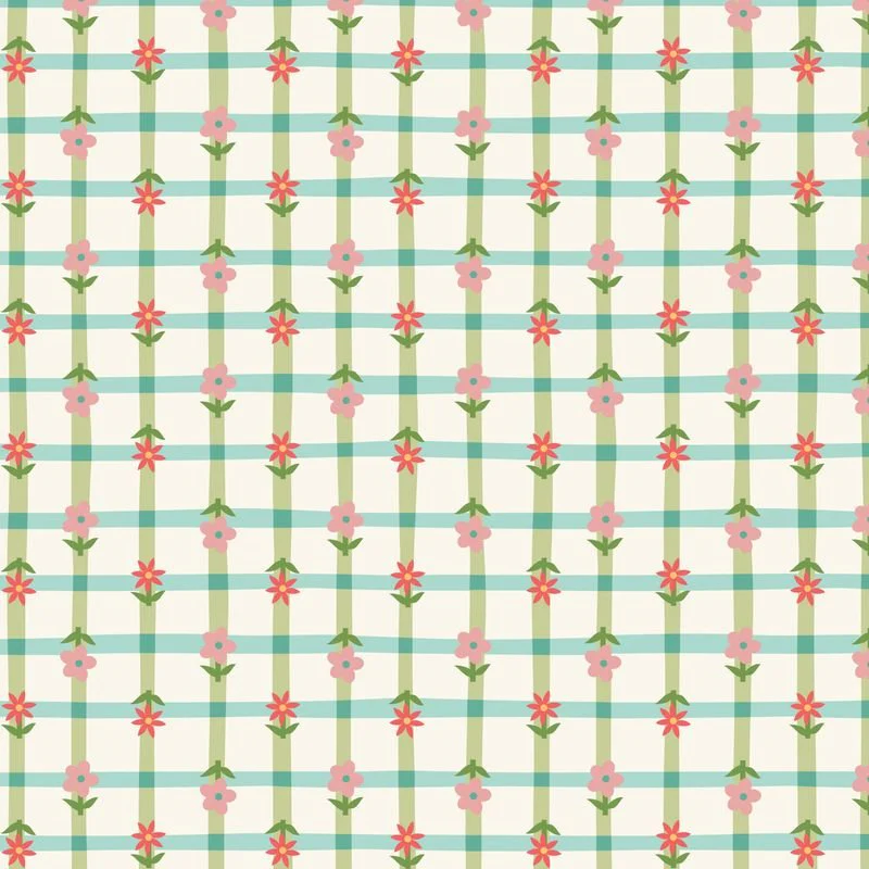 Love Bugs / Petal Plaid / Green & Turquoise