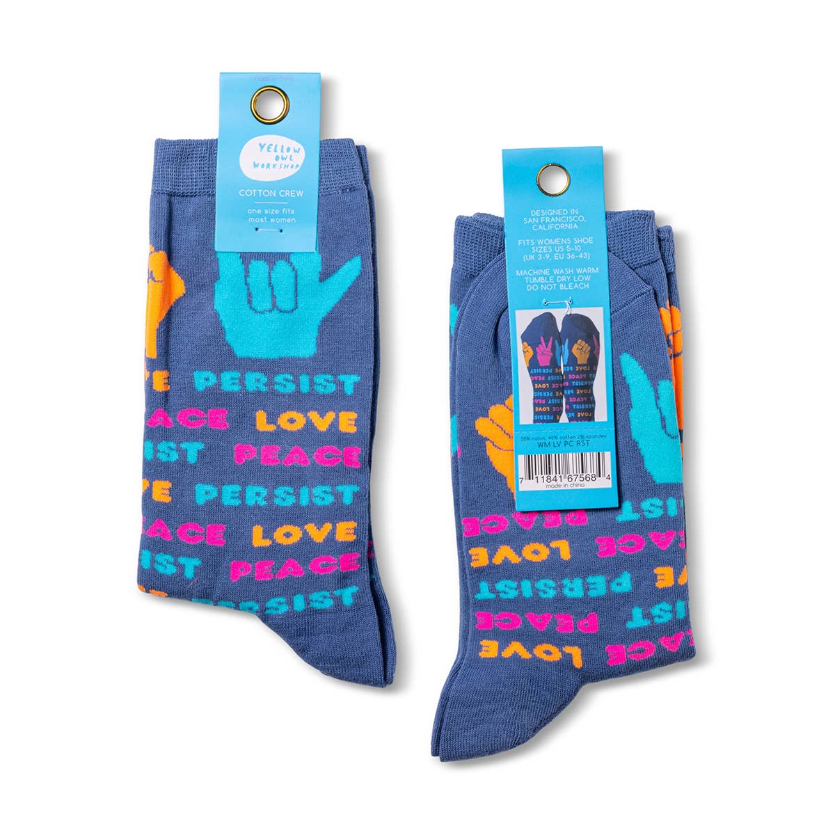 Love Peace Persist Small Crew Socks - Image 2