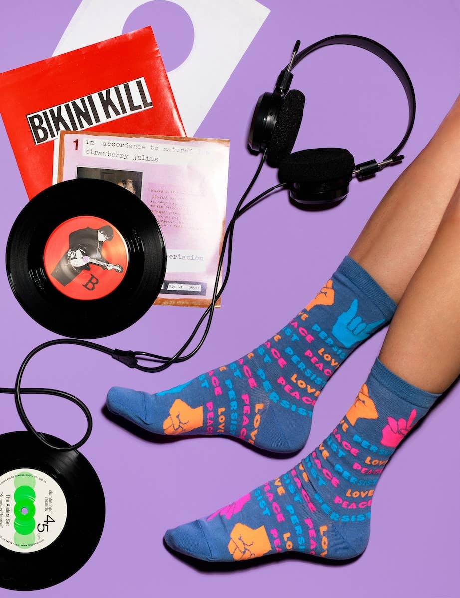 Love Peace Persist Small Crew Socks - Image 3