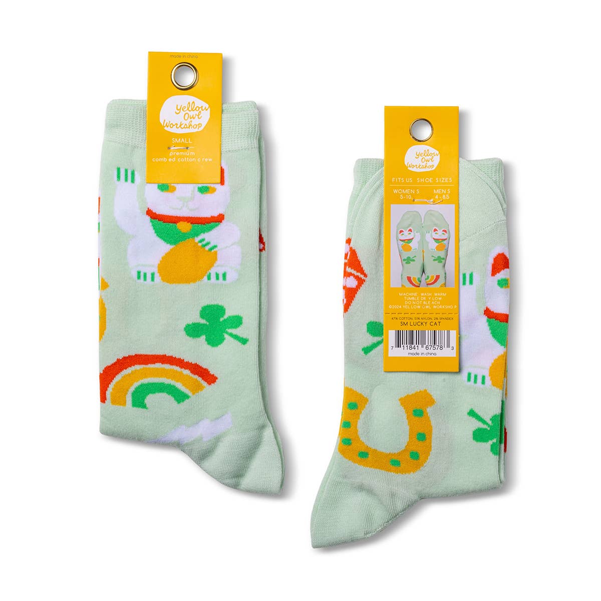 Lucky Cat & Clover Small Crew Socks - Image 4