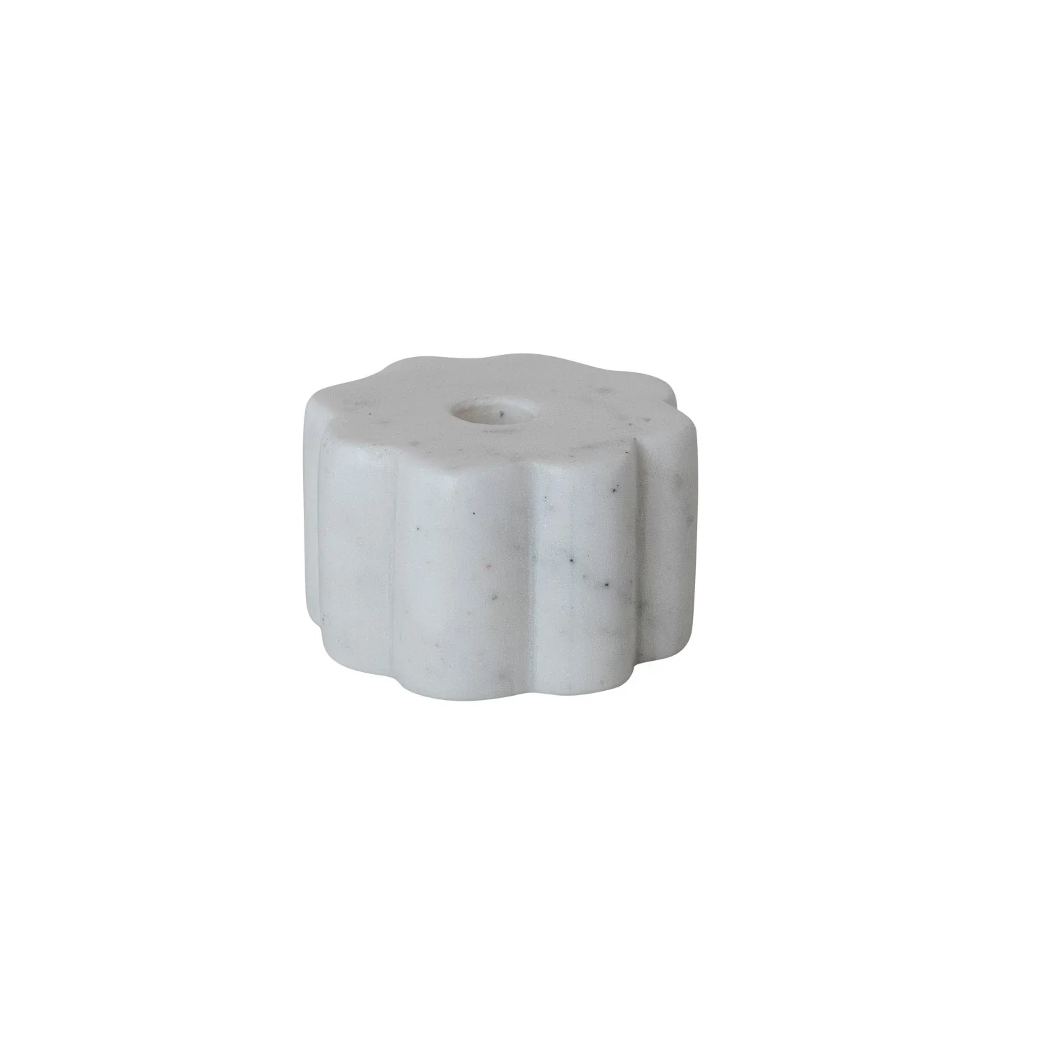 White Marble Scalloped Taper Holder - Image 4