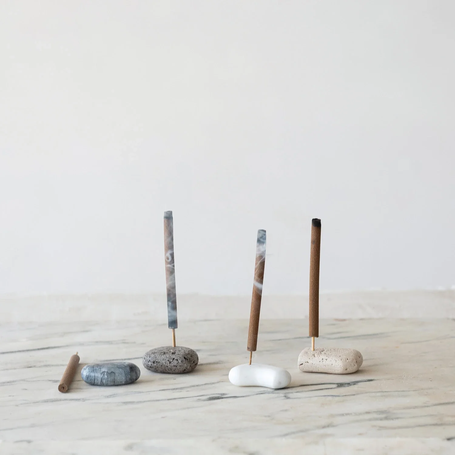 Travertine Incense Holder / White - Image 2