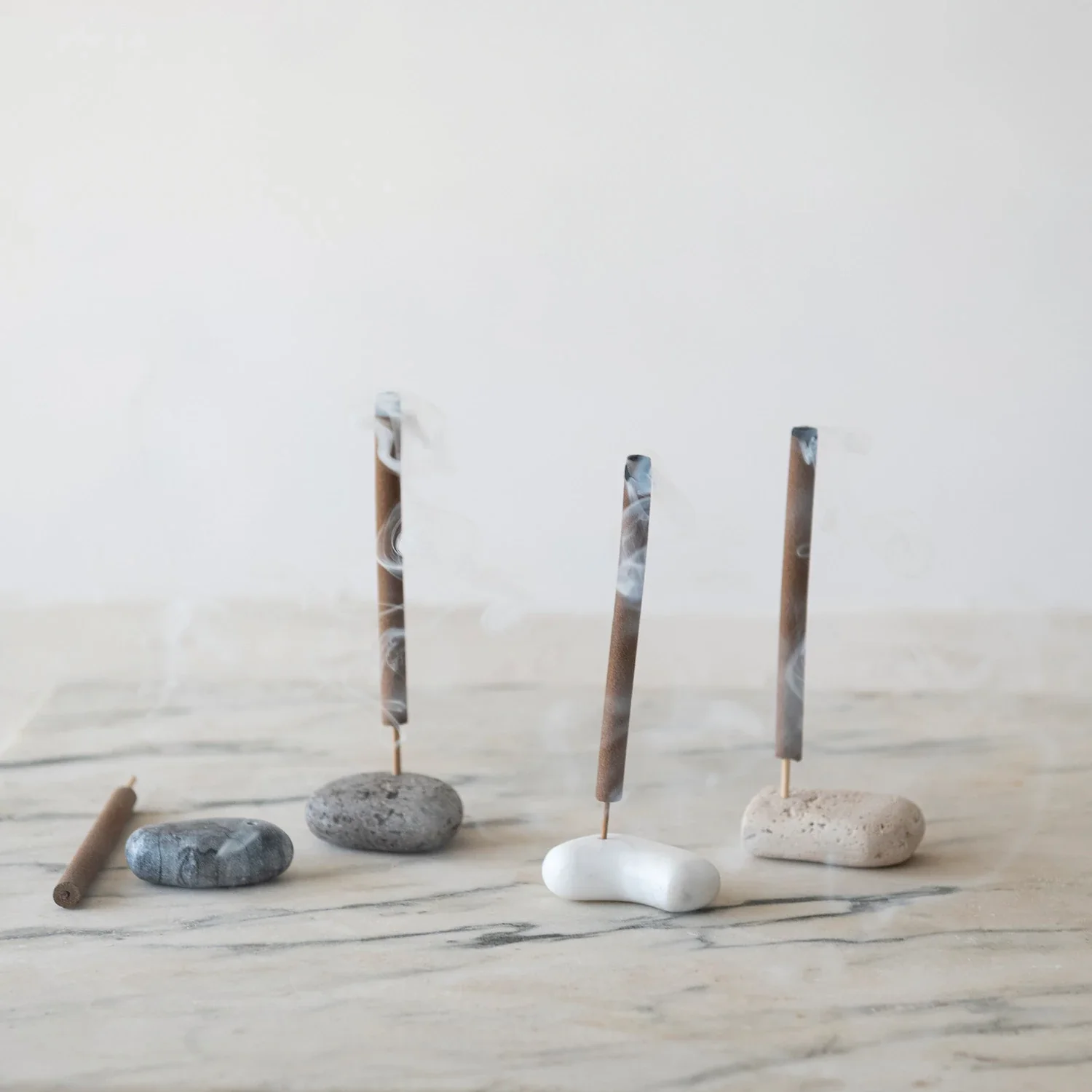 Travertine Incense Holder / White - Image 4