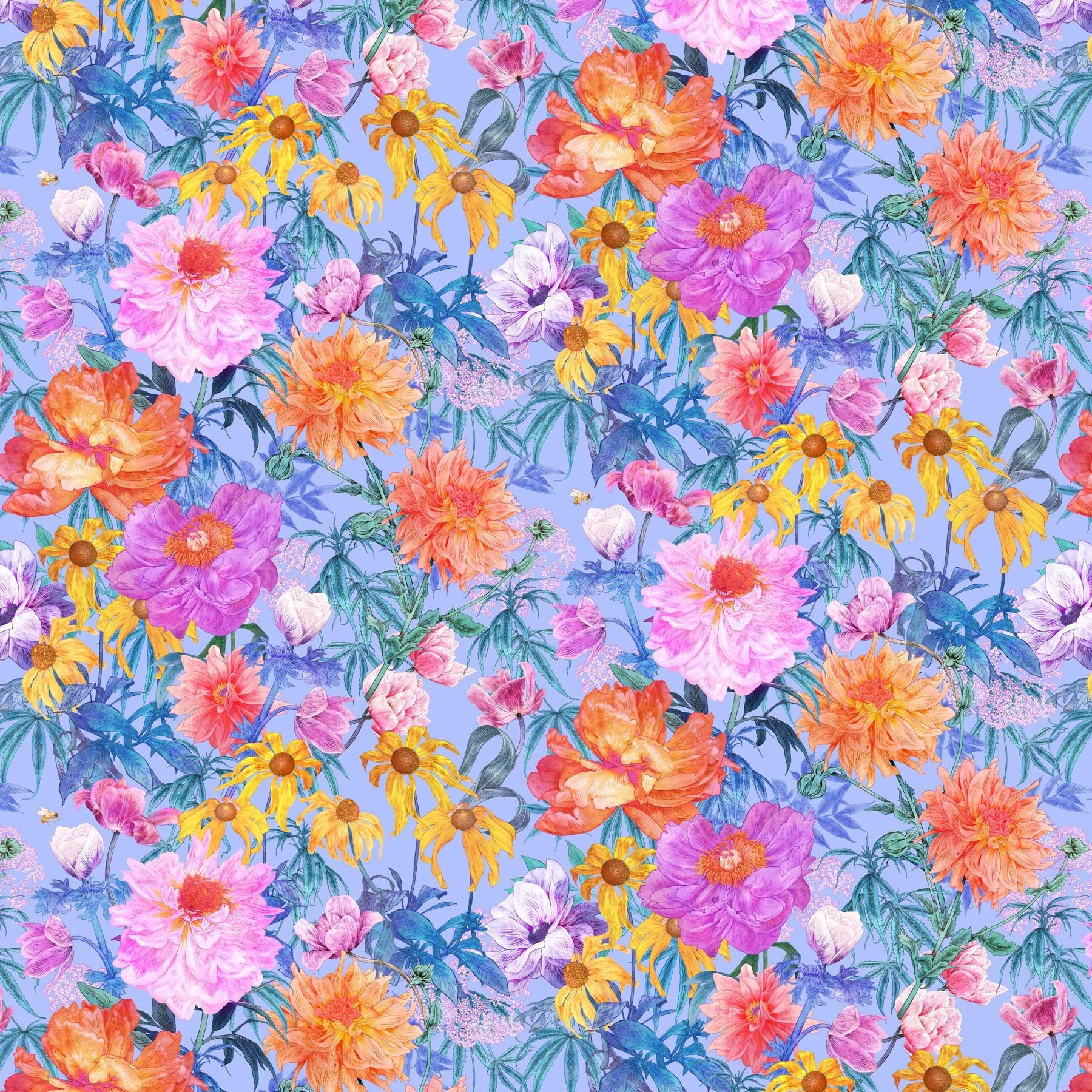 Margo / Garden Party / Blue Rayon Challis