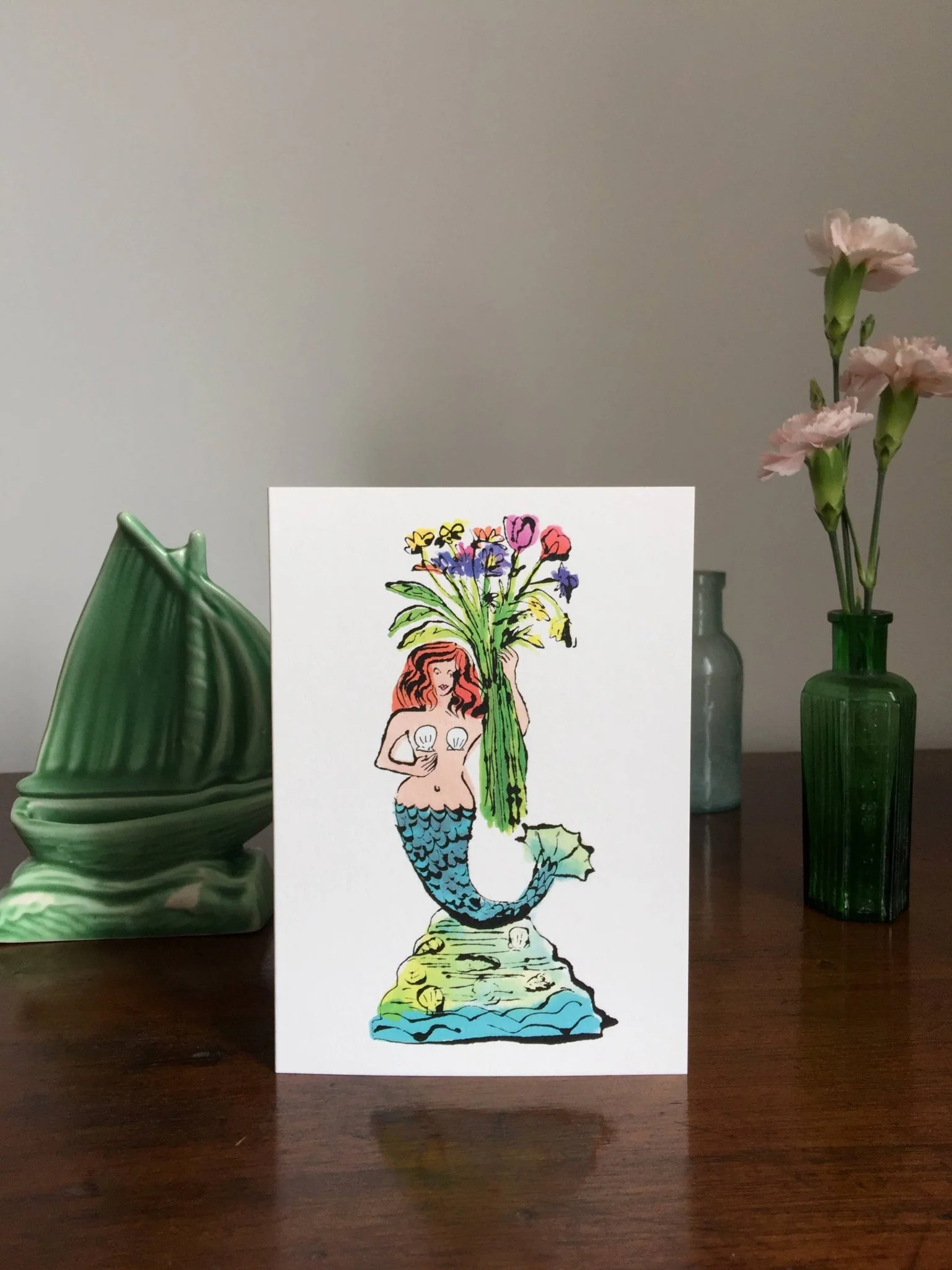 Mermaid with Flowers Card - Image 2