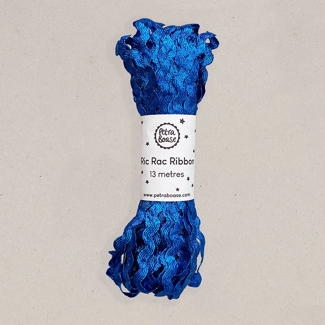Metallic Ric Rac Ribbon 15 yards /  Blue Sapphire
