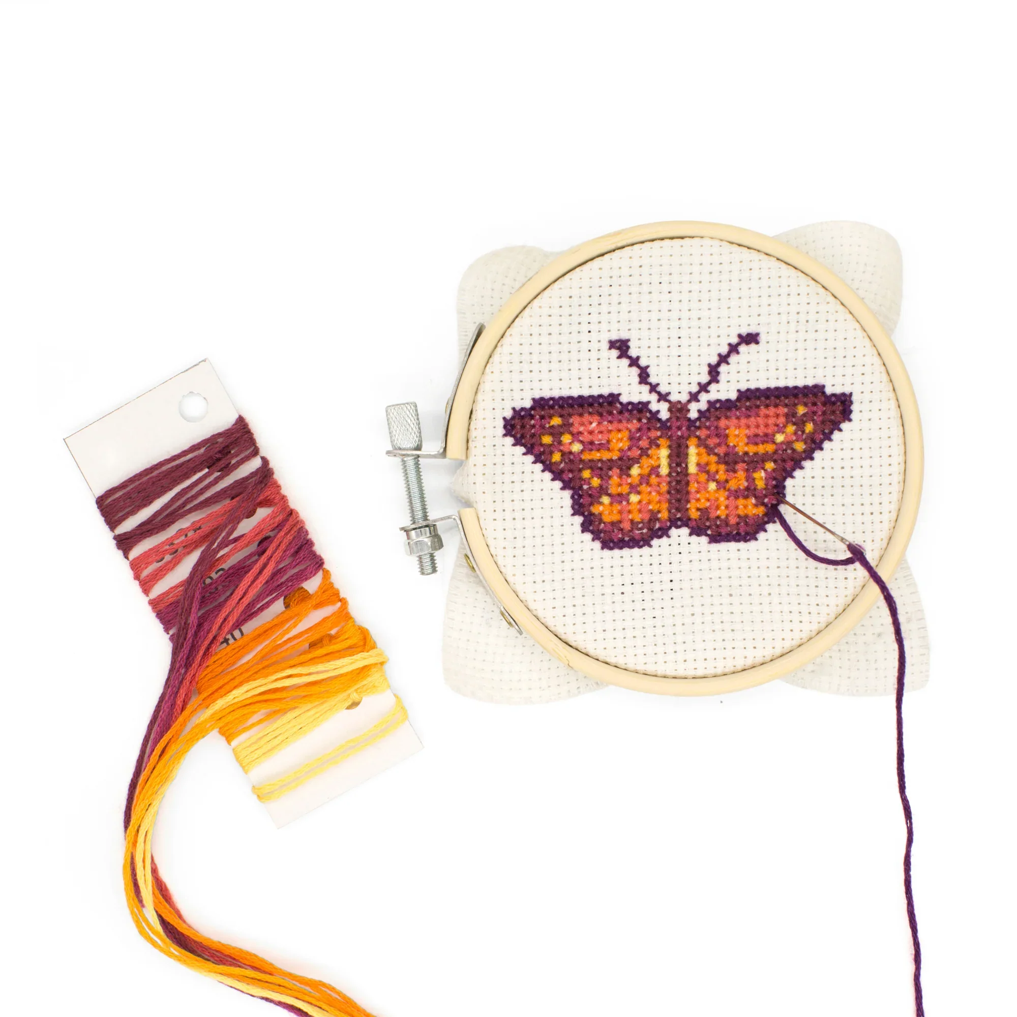 Mini Cross Stitch Embroidery Kit / Butterfly