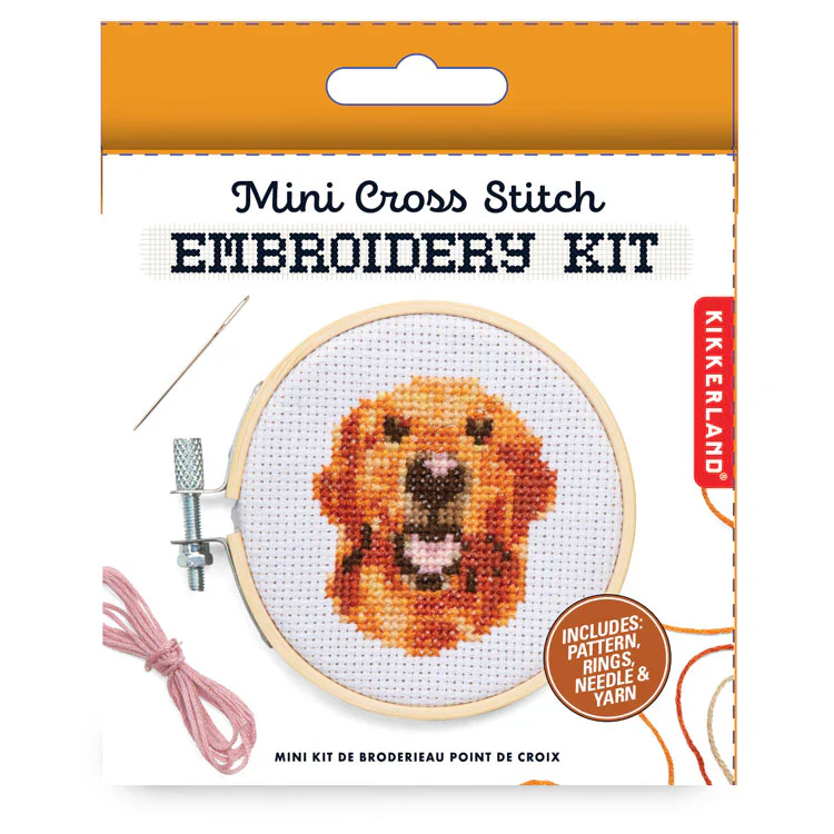 Mini Cross Stitch Embroidery Kit / Dog
