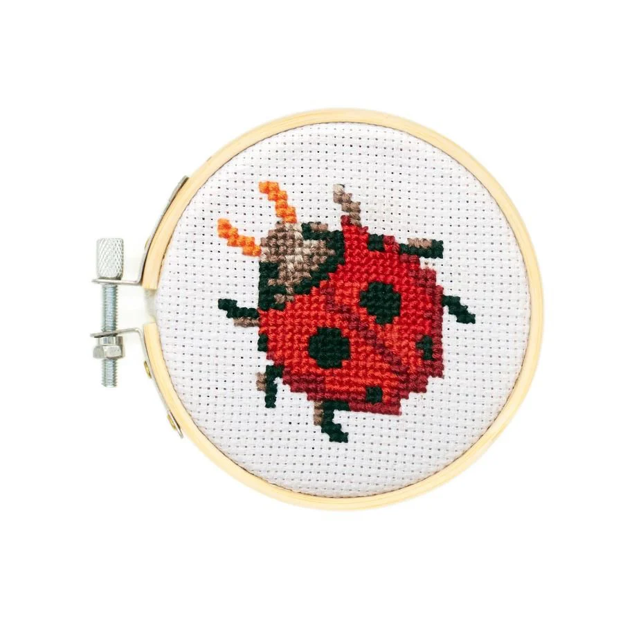 Mini Cross Stitch Embroidery Kit / Ladybug
