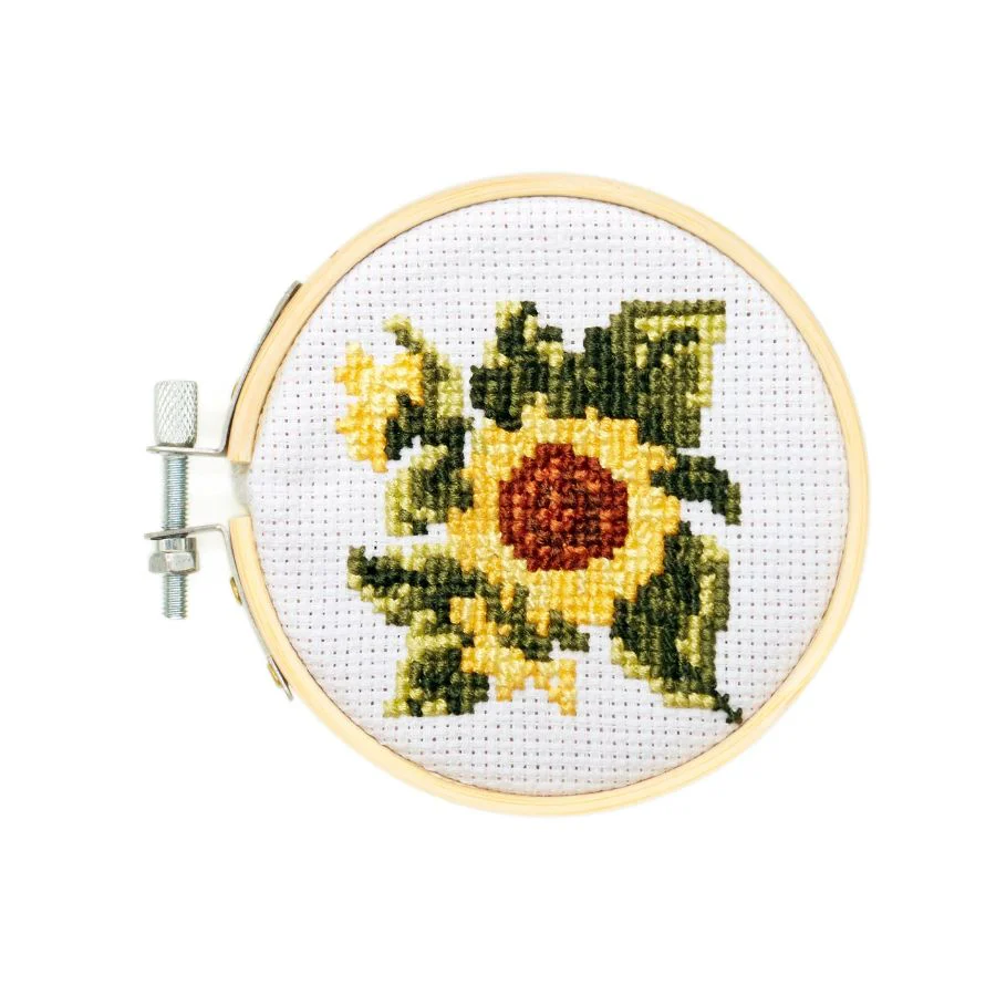 Mini Cross Stitch Embroidery Kit / Sunflower