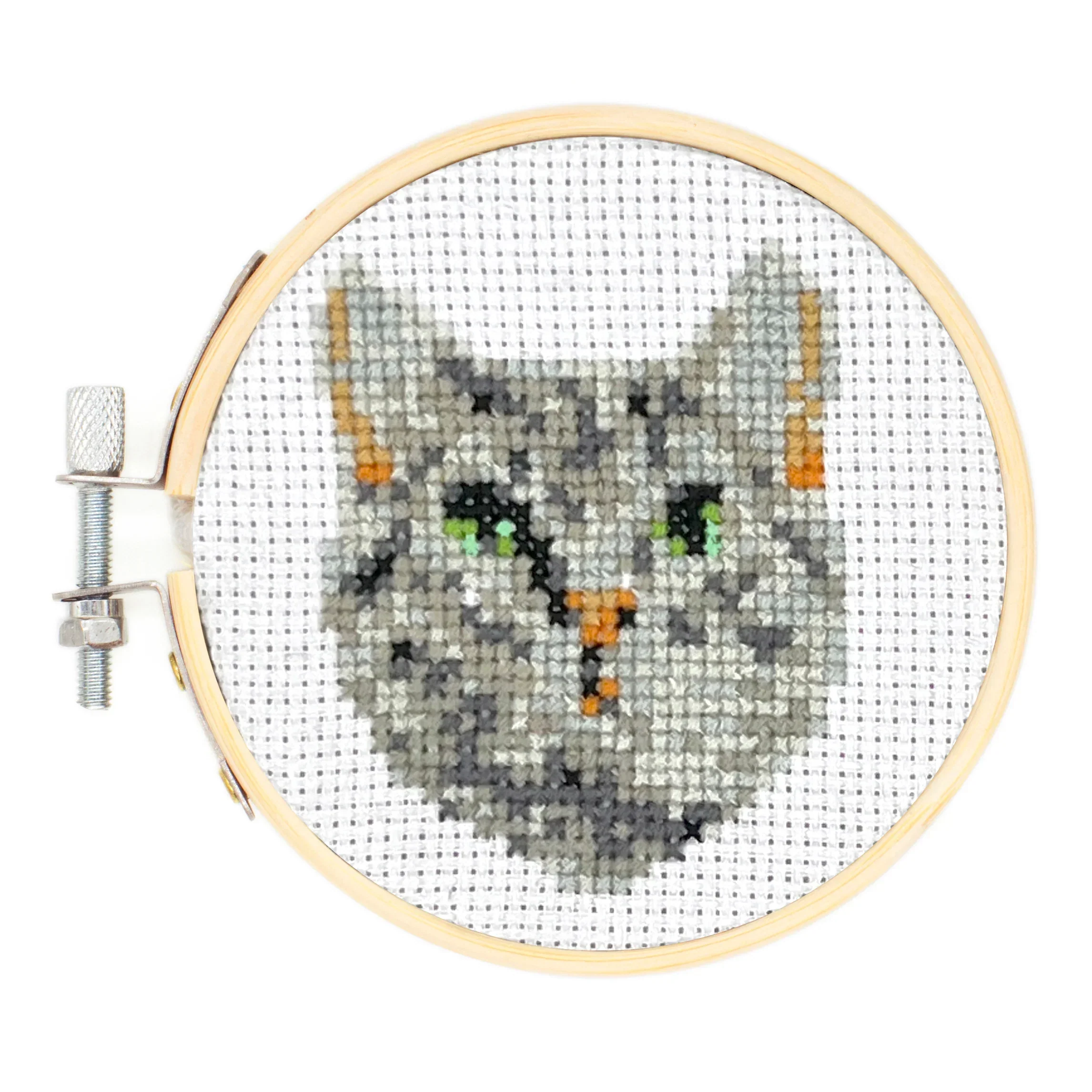 Mini Cross Stitch Embroidery Kit / Tabby Cat
