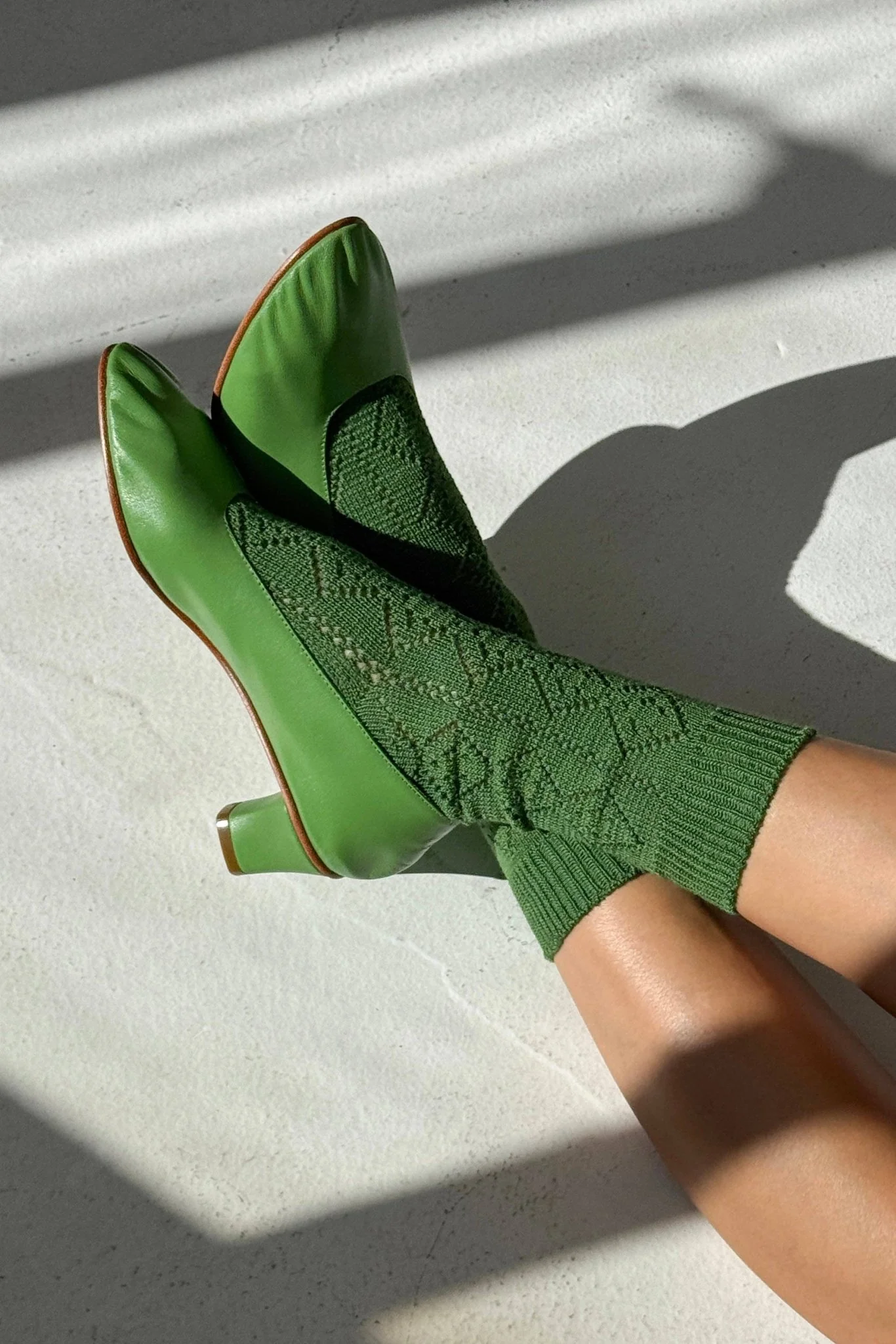 Modal Eyelet Socks  / Palm Green - Image 3