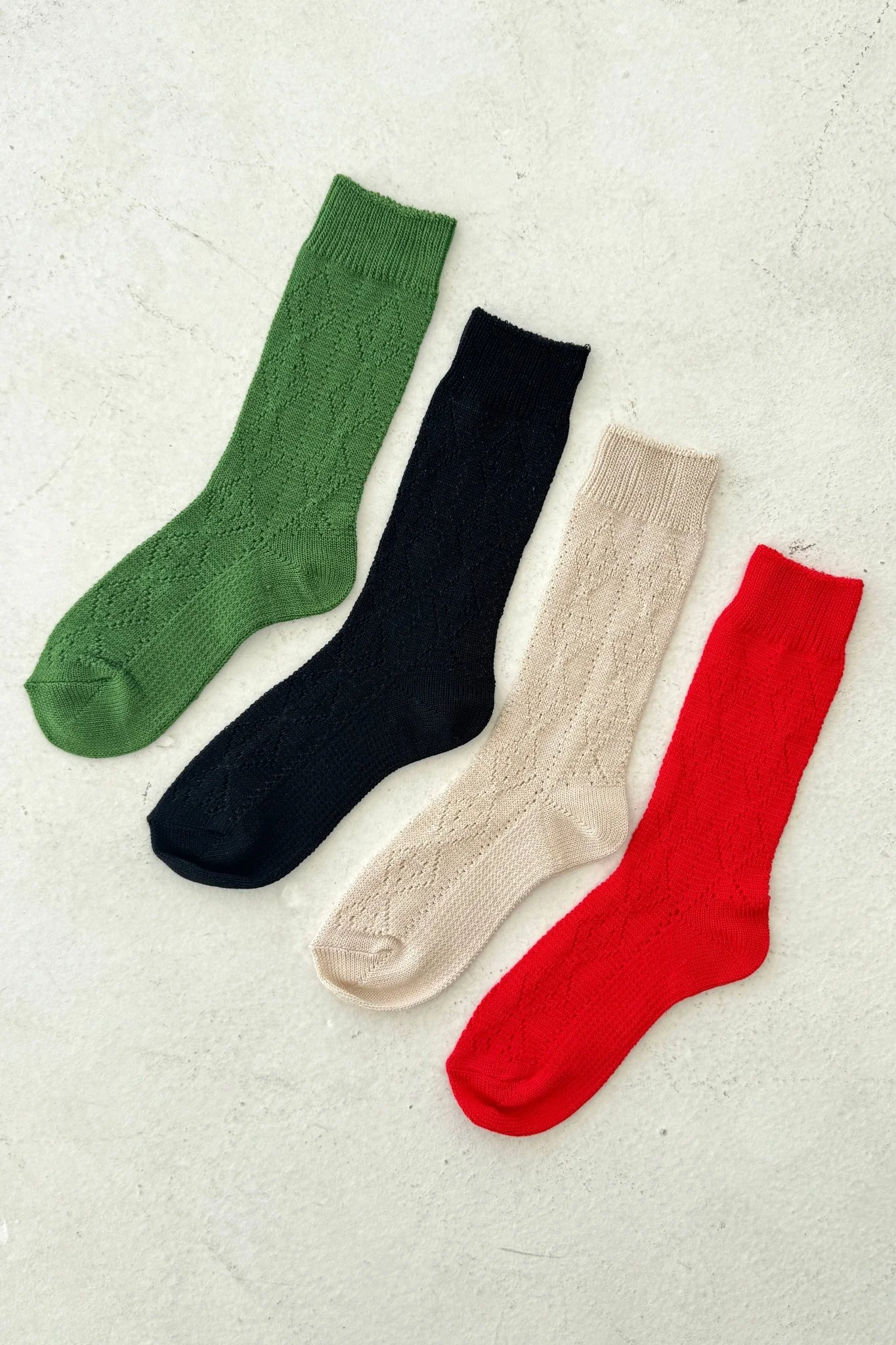 Modal Eyelet Socks / Poppy Red - Image 2