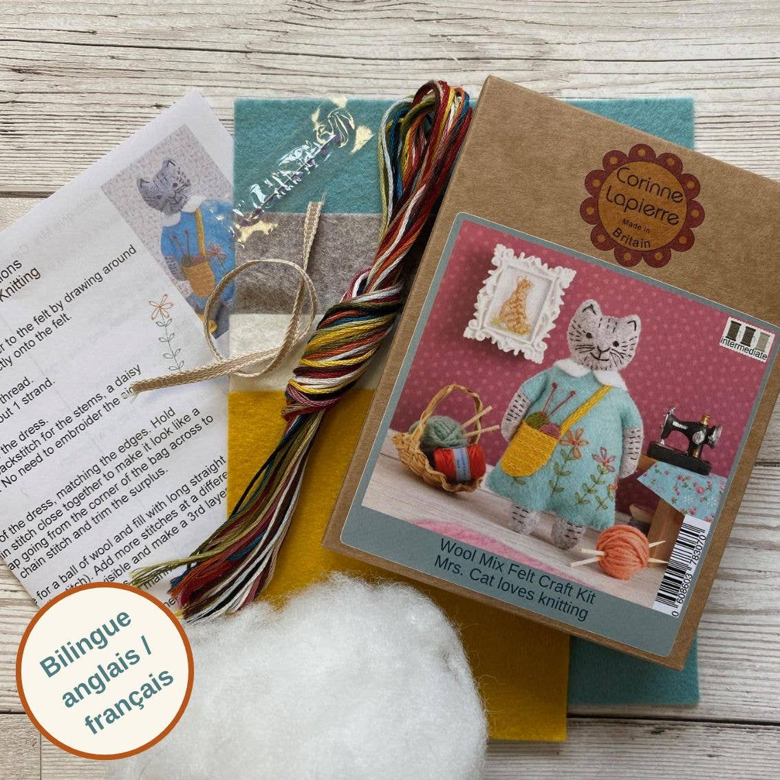 Mrs. Cat Loves Knitting Felt Craft Mini Kit - Image 2