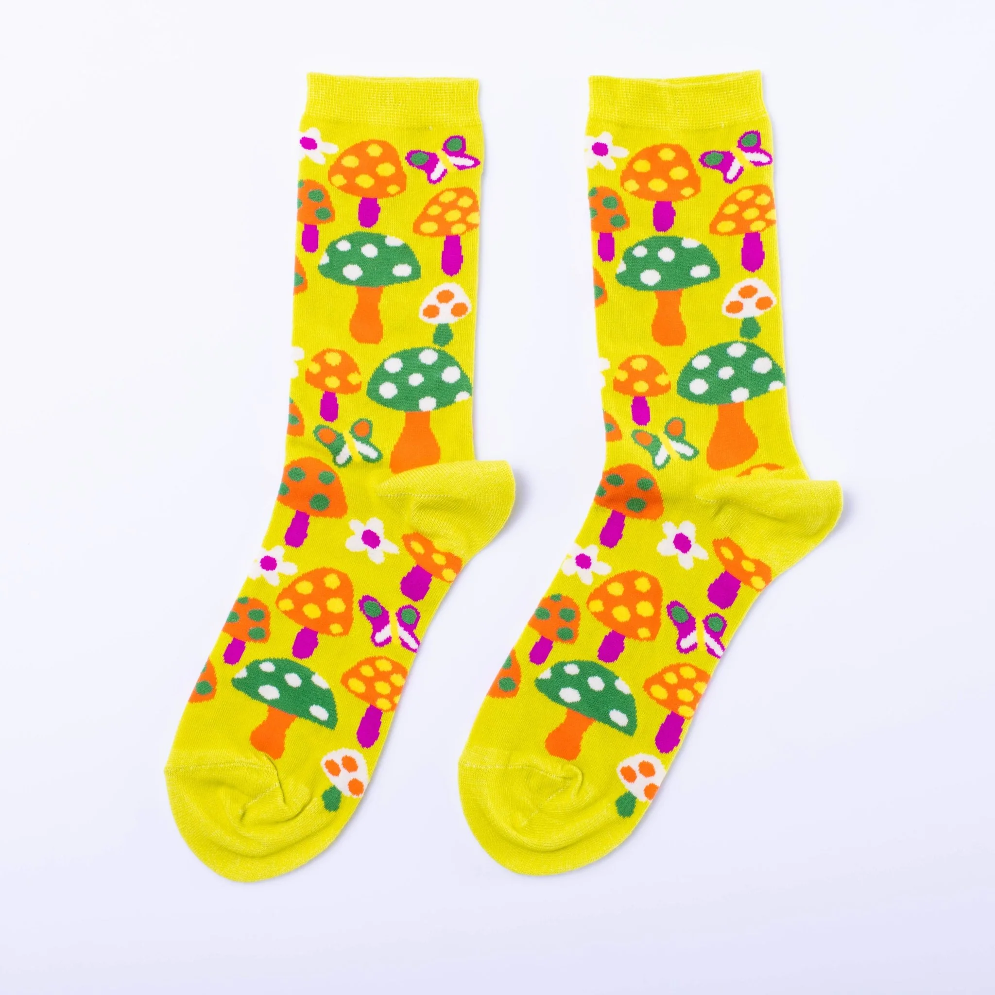 Mushroom Butterfly Small Crew Socks