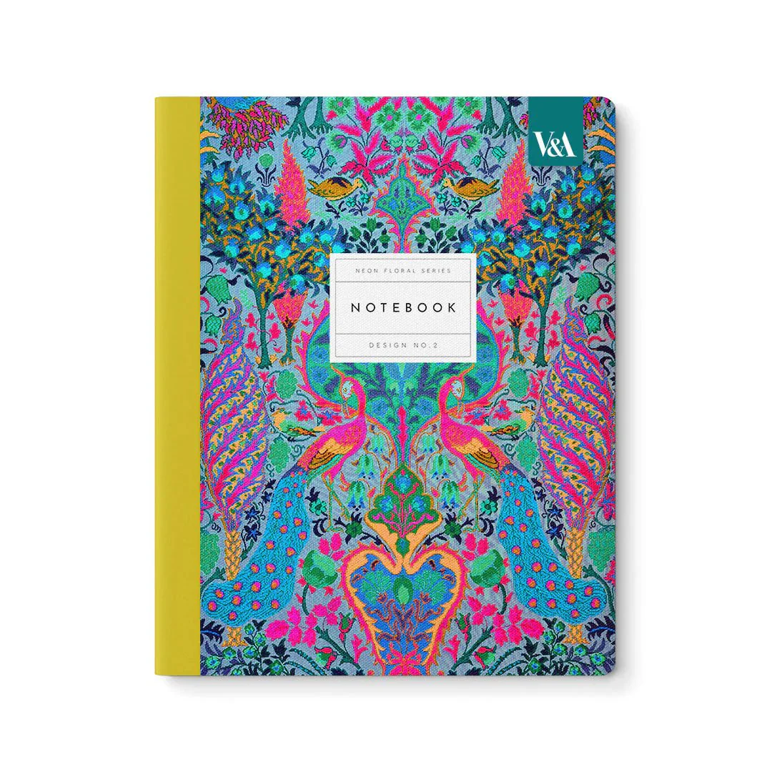 Neon Floral Peacock Exercise Notebook