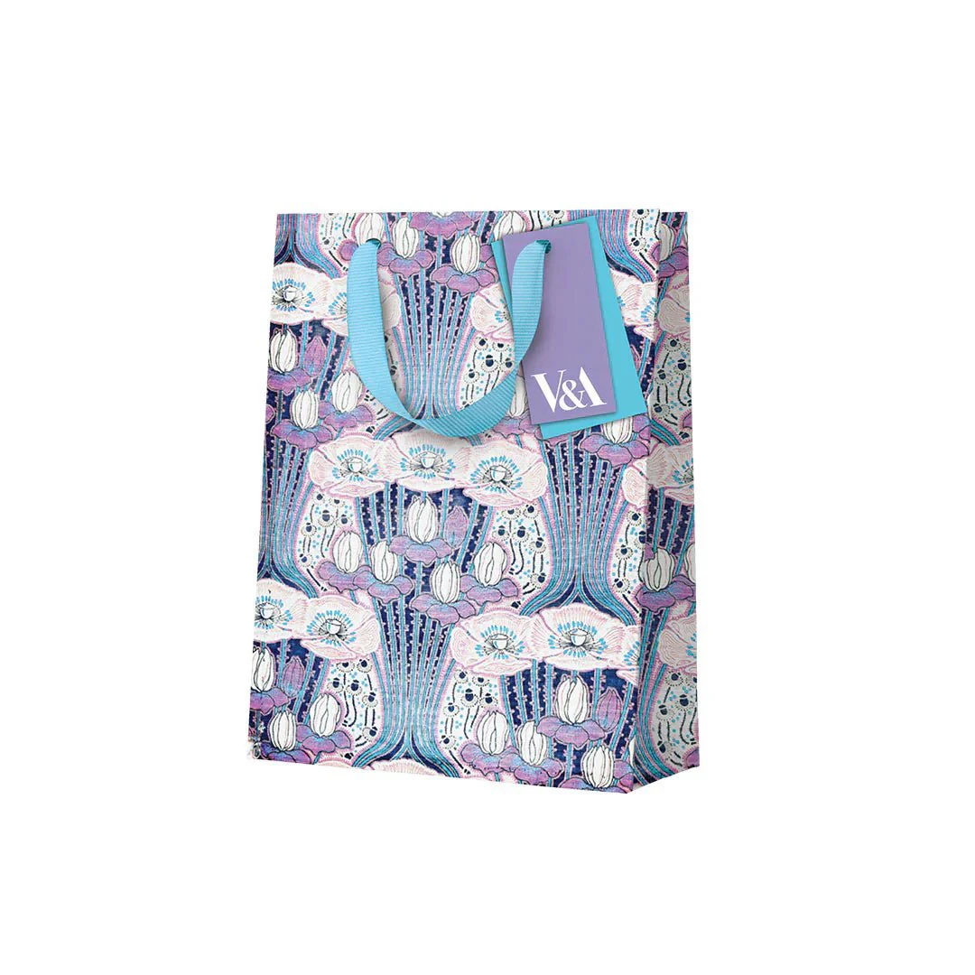 Neon Floral Pink Poppies Medium Gift Bag