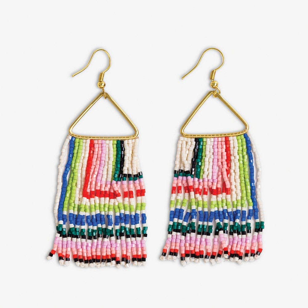 Paige Ascending Blocks Beaded Fringe Earrings / Rio