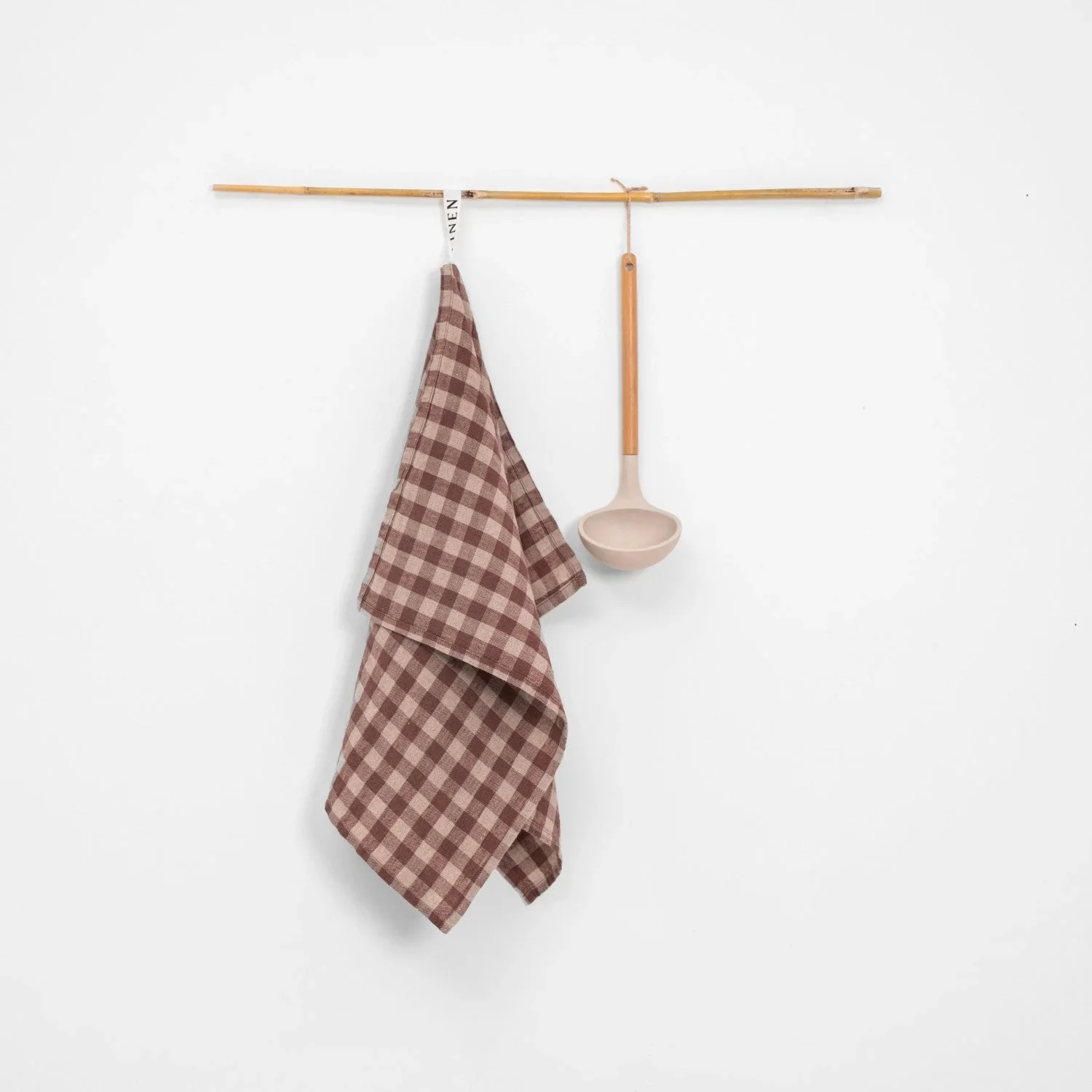 Patterned Linen Kitchen Towel / Chocolate