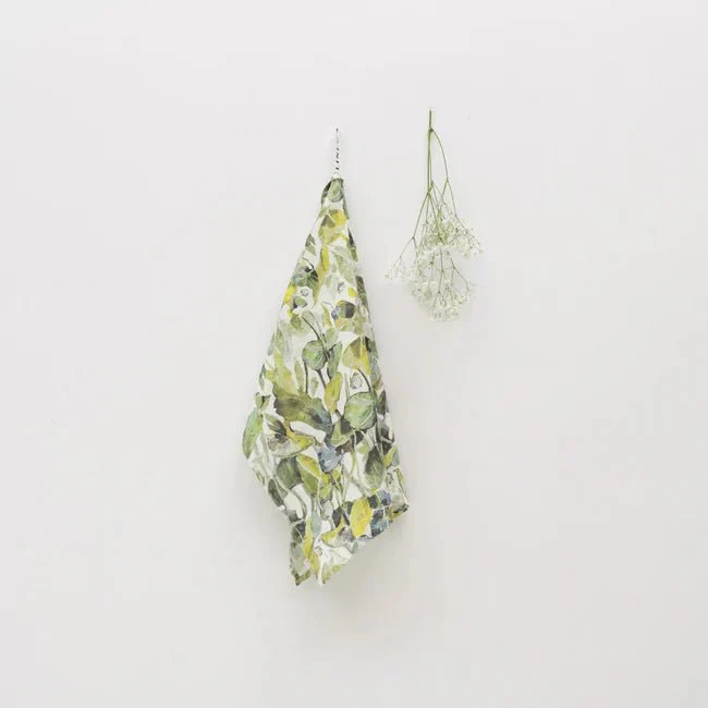 Patterned Linen Kitchen Towel / Lotus Linen