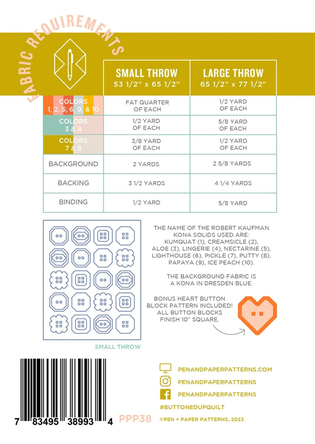 Pen and Paper Patterns / Buttoned Up Quilt Pattern - Image 2