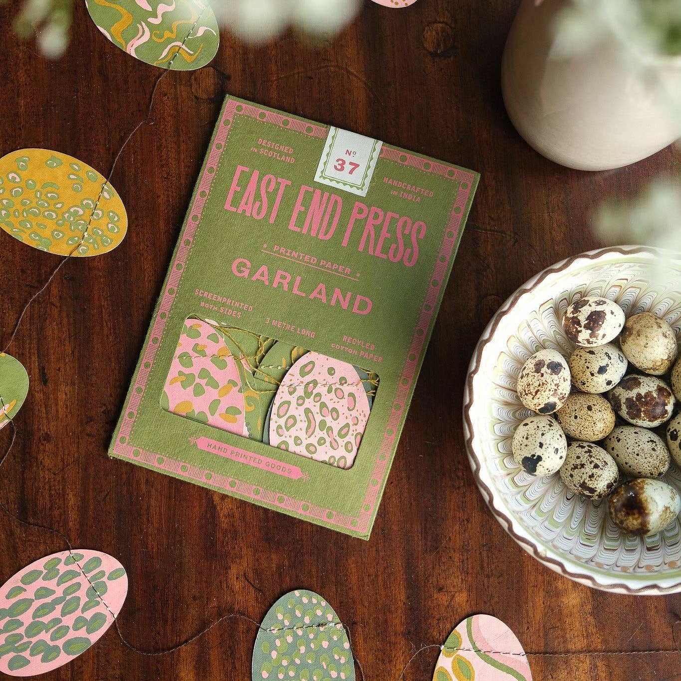 Pink Speckled Eggs Sewn Garland