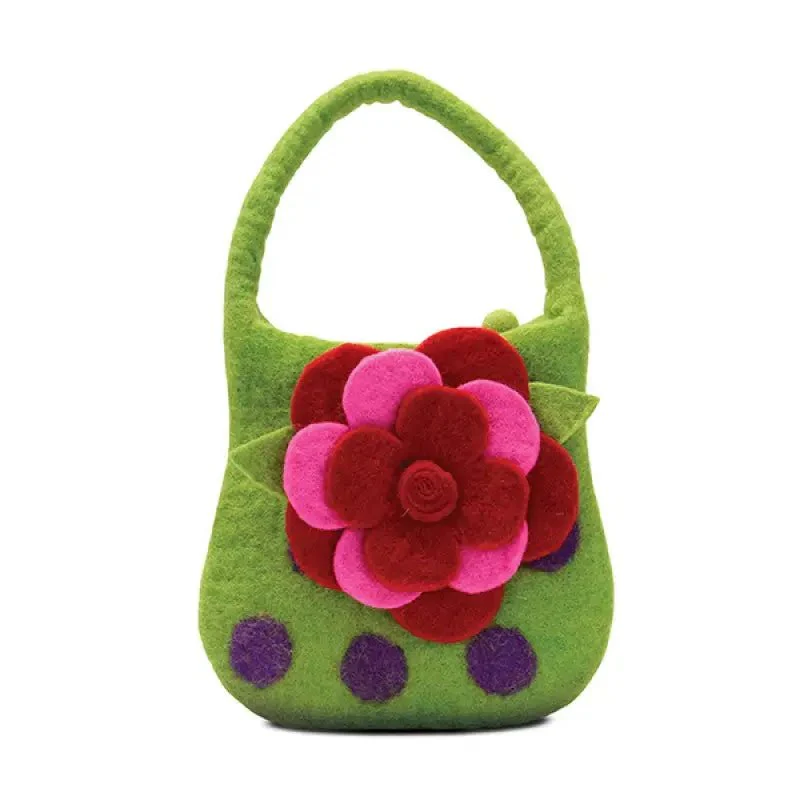Polkadots and Flowers Wool Handbag