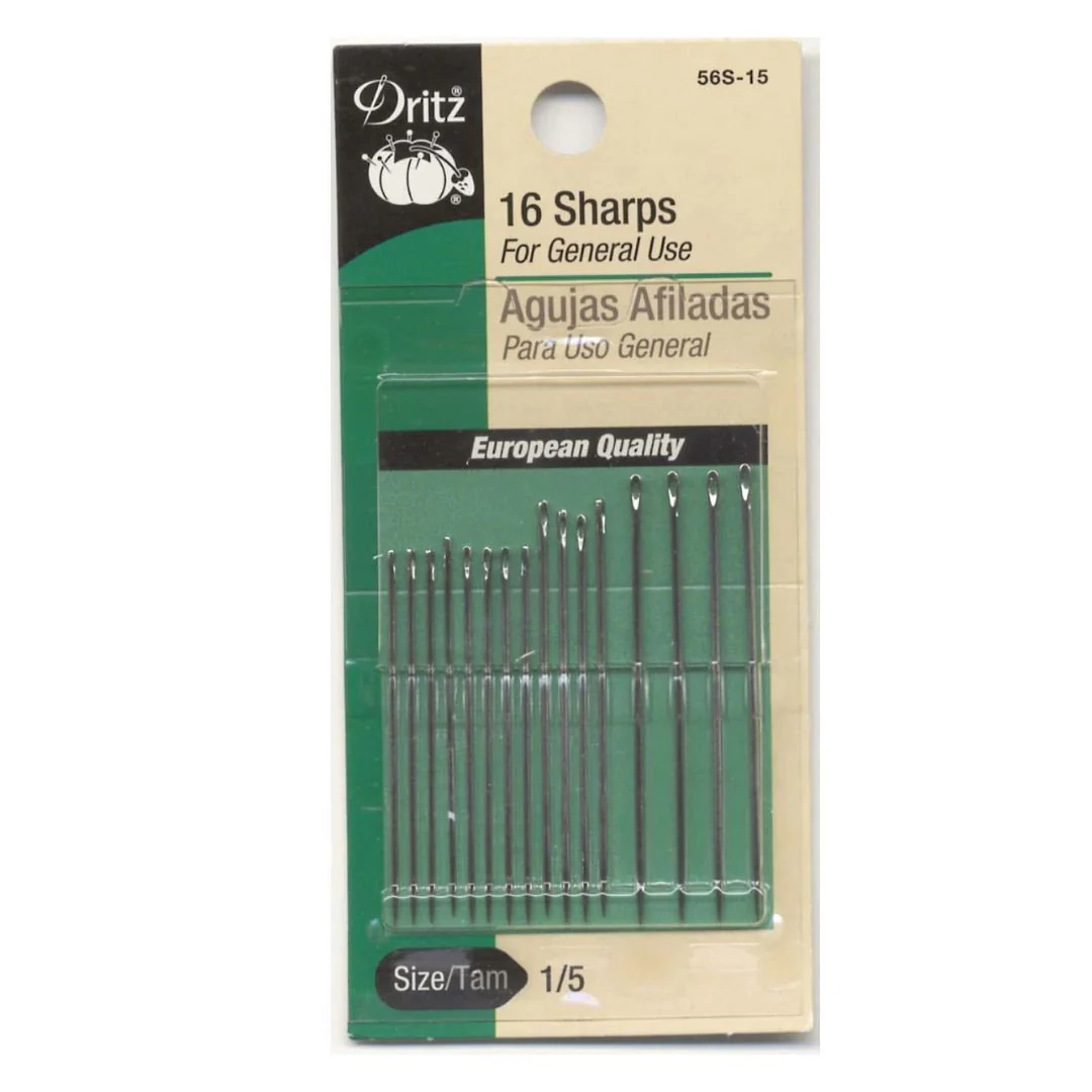 Prym Dritz Sharps Needles Assorted Sizes 1/5 16ct