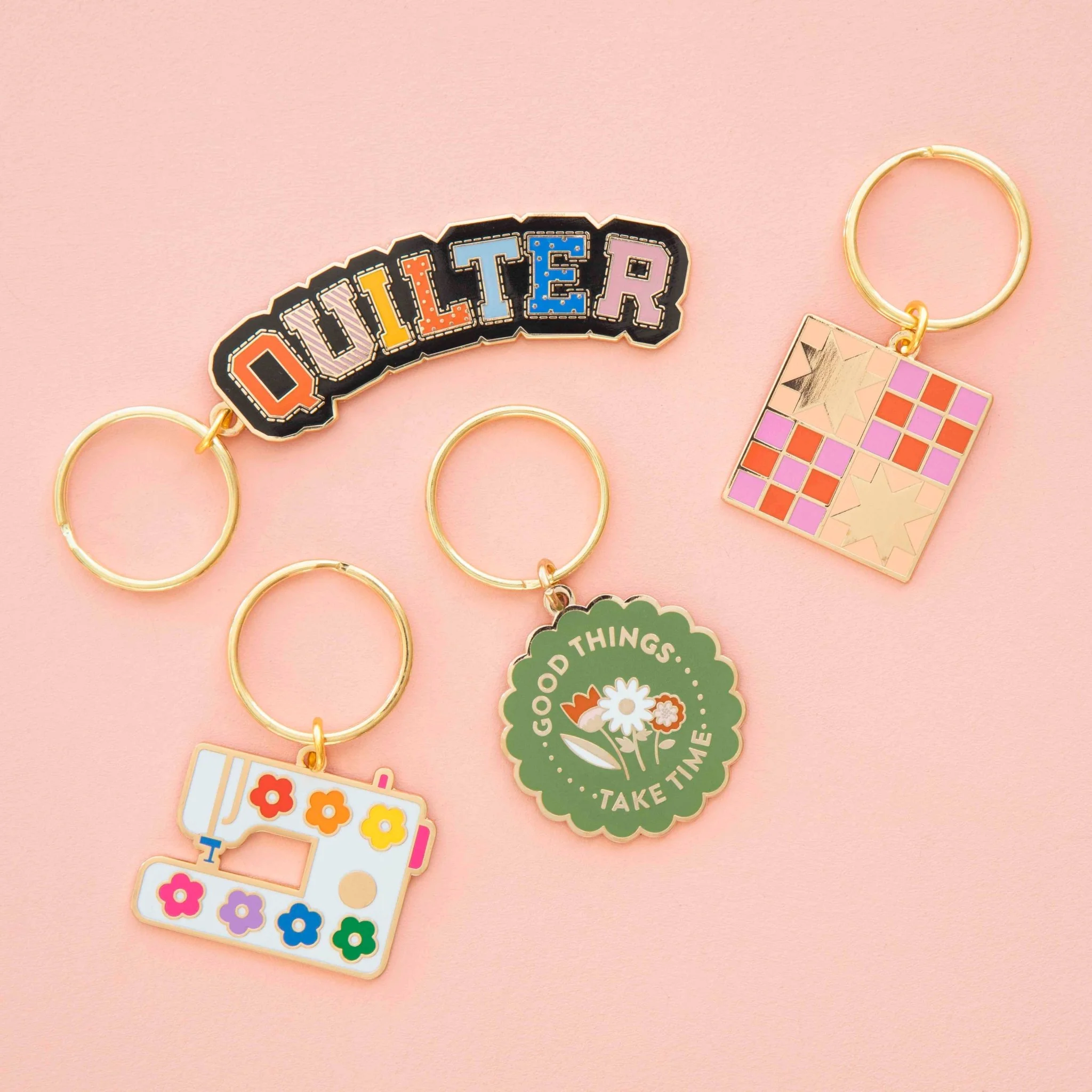 Quilter Enamel Keychain - Bag Charm - Image 4