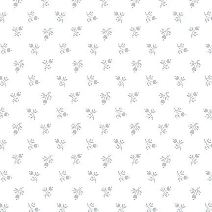 Quilter's Flour VI / Small Buds / White on White