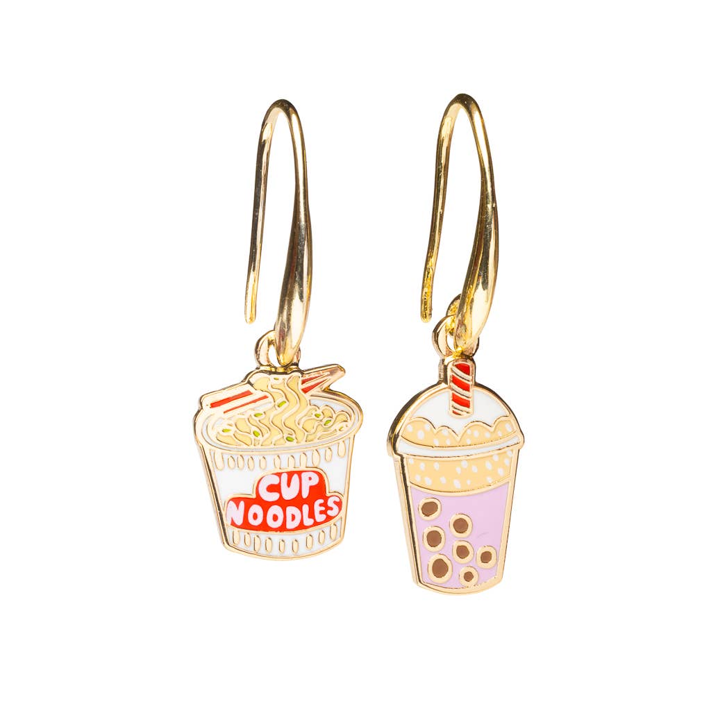 Ramen Noodles & Boba Tea Earrings