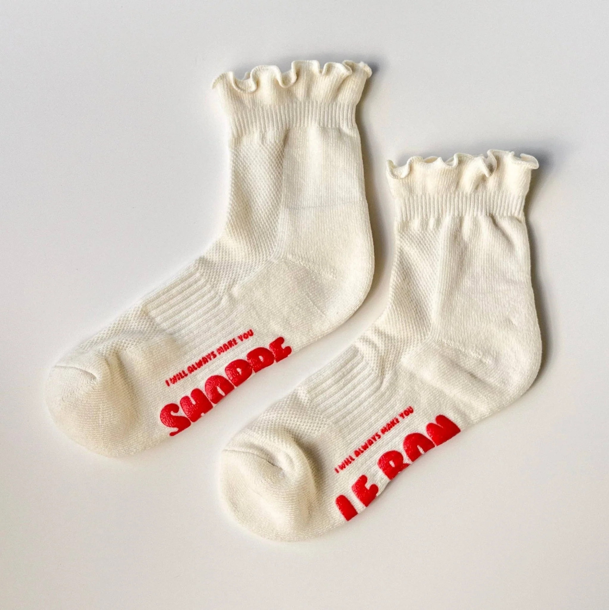 Ruffled Hugger Crew Socks / Vanilla
