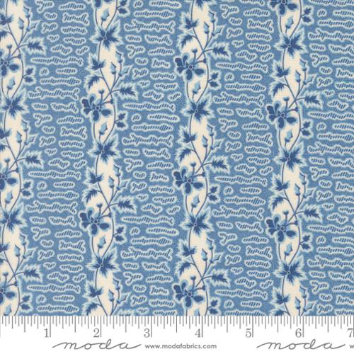 Sally's Stitches / Honey Stripes Floral / Prussian Blue