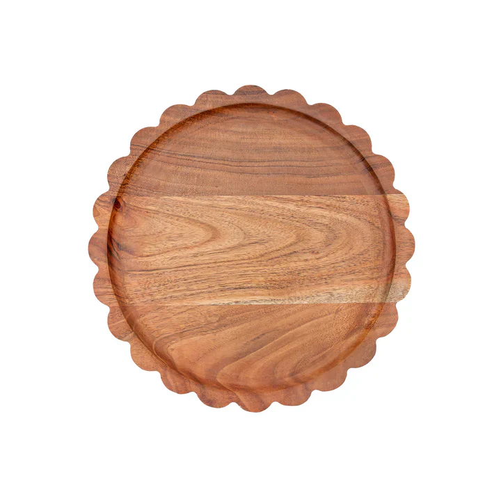 Scalloped Acacia Tray Large
