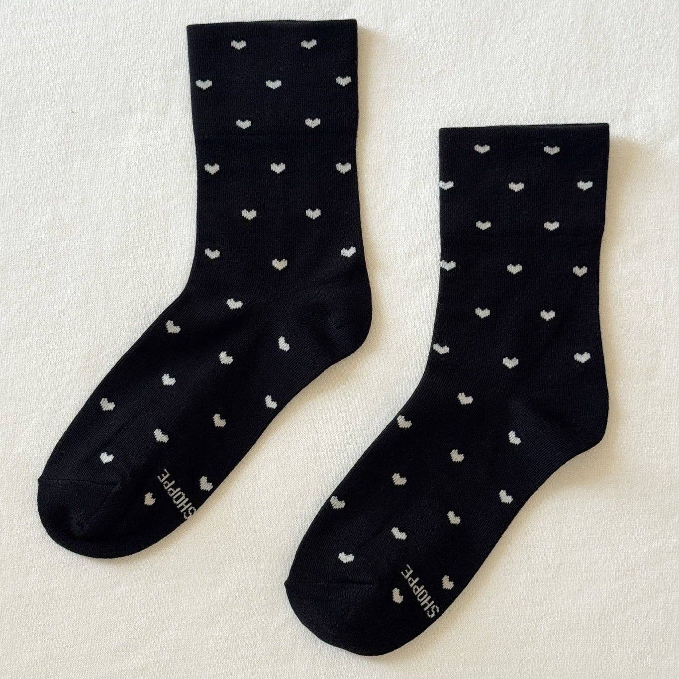 Sneaker Socks  / Heart - Black / Cream